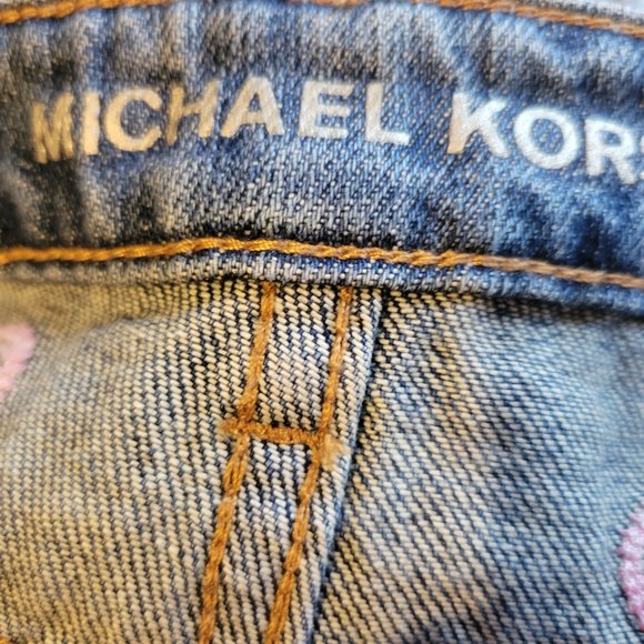 ❤️ AUTHENTIC Michael Kors Blue Graphic Flare Jeans ❤️ - Picture 7 of 16